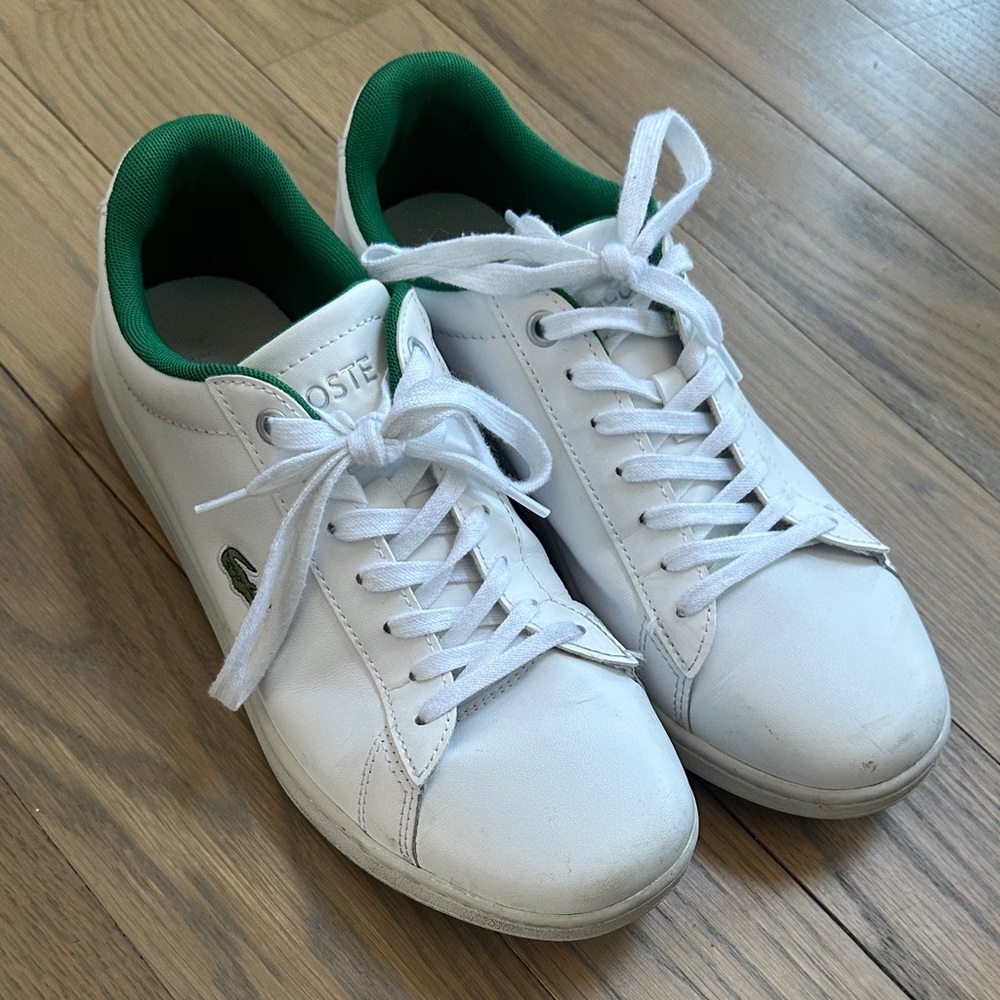 Lacoste Men's White Sneakers with Green Highlights